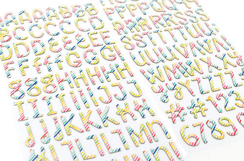 3 Pack - Pebbles Fun In The Sun Thickers Alpha Stickers 5.5"X11" 2/Pk-Prismatic/Multi Stripe Chipboard - 732831