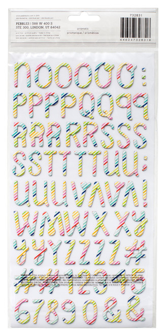3 Pack Fun In The Sun Thickers Alpha Stickers 5.5"X11" 2/Pkg-Prismatic/Multi Stripe Chipboard 732831