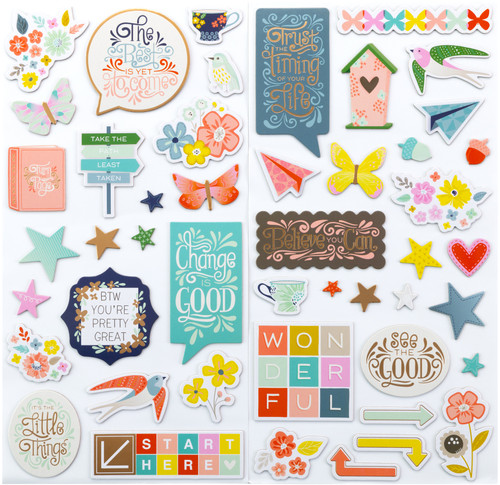 3 Pack - Paige Evans Turn The Page Thickers Stickers 5.5"X11" 47/Pkg-Icons/Printed & Matte Gold Foiled Chip - 310575