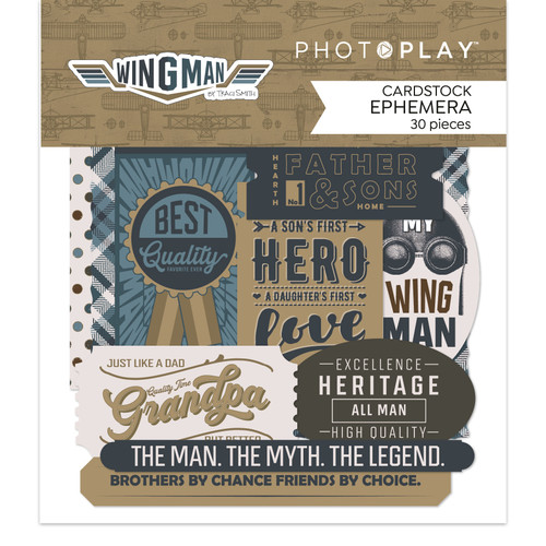 3 Pack - PhotoPlay Ephemera Cardstock Die-Cuts-Wingman - 5A0031R0-1H3BS - 709388350102