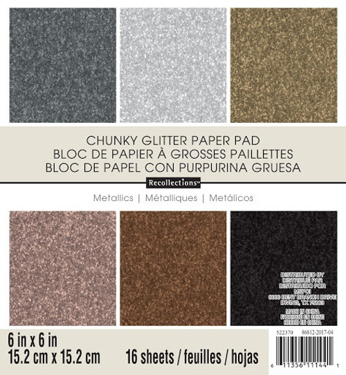 3 Pack - American Crafts Paper Pad 6"X6"-Glitter Metallics - 5A002PLR-1GR5Q - 611356111441