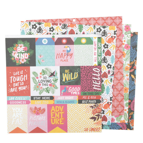 3 Pack - DCWV Premium Paper 12"X12" 36/Pkg-Wild Floral - 5A002PLK-1GR6W