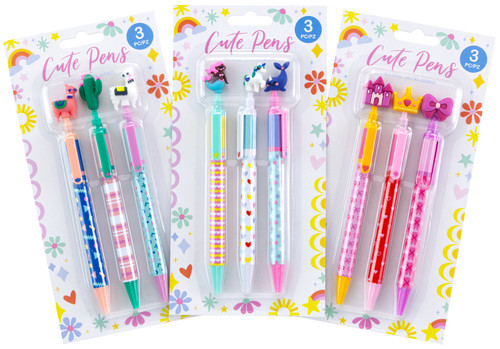 3 Pack - EK Cute Pens 3/PKG-Assorted - 5A002Q87-1GRSD - 718813172844
