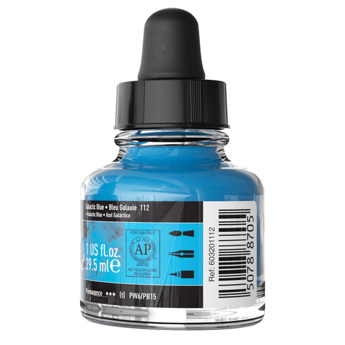 FW Pearlescent Liquid Acrylic Paint 1oz-Galactic Blue 5A002YSS-1GZYX