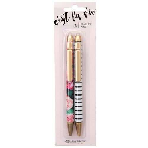 American Crafts Pens 2/Pkg-Floral and Stripes - 5A002Q83-1GRH1 - 718813478816