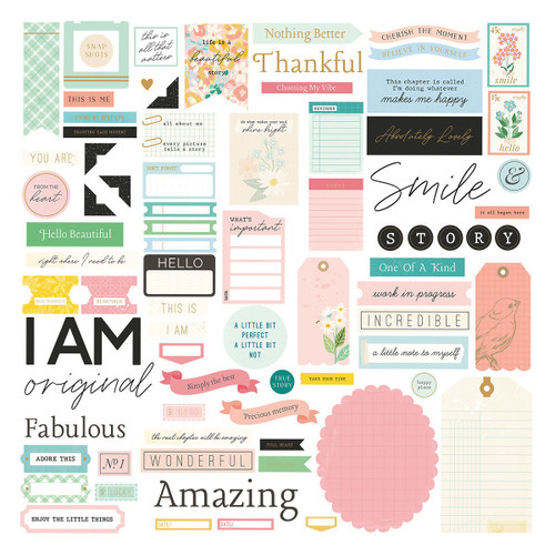Spellbinders Cardstock Diecut Ephemera From Rosie's Studio-Sentiments, Hello It's Me - 5A0031TV-1H3FK - 9420041688356