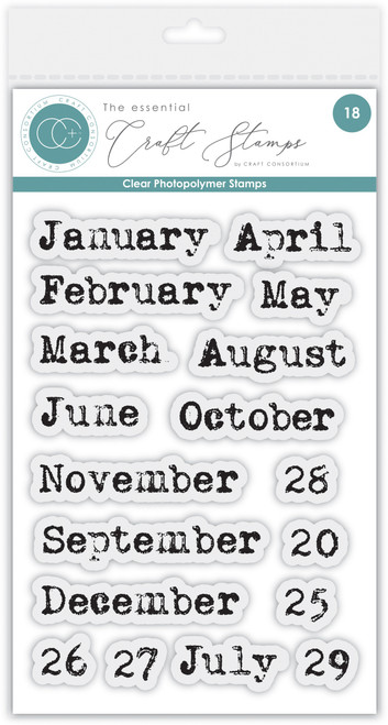 Craft Consortium Photopolymer Stamp set-Journal - Months, Journaling Phase 2 - 5A0031QM-1H3BJ - 5060921933103