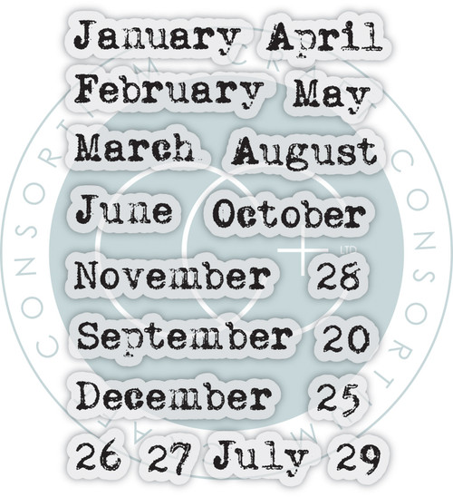 Craft Consortium Photopolymer Stamp set-Journal - Months, Journaling Phase 2 - 5A0031QM-1H3BJ