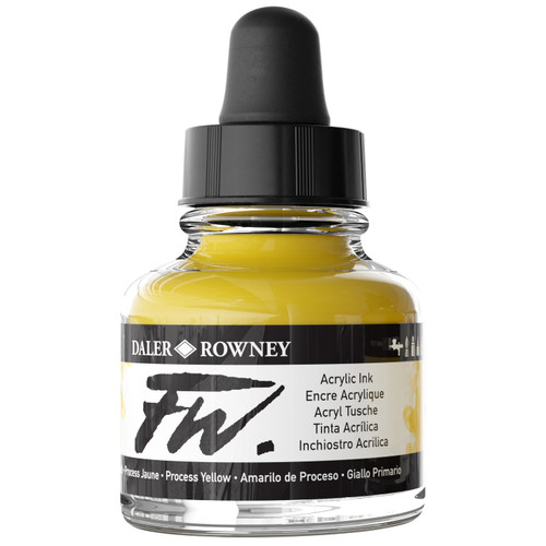 FW Acrylic Artists Ink 1oz-Process Yellow - 5A002YRG-1H005