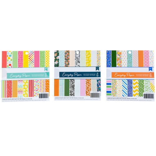 3 Pack - American Crafts Single-Sided Paper Pad 6"X6" 18 Sheets-Assortment 2 - 5A002NWQ-1GQLW