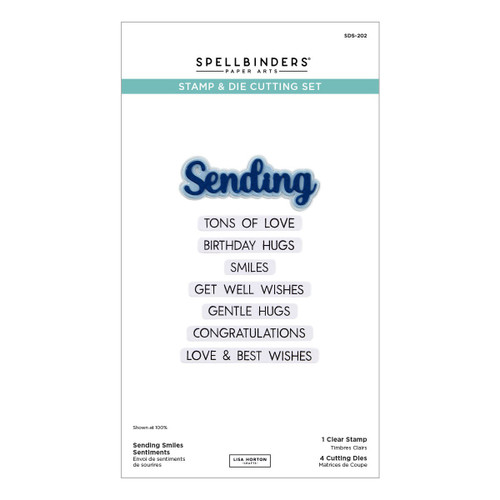 Spellbinders Clear Stamp & Die Set By Lisa Horton-Sending Smiles Sentiments, Wildflowers - 5A0031VC-1H3FX - 810176103609