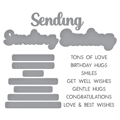 Spellbinders Clear Stamp & Die Set By Lisa Horton-Sending Smiles Sentiments, Wildflowers - 5A0031VC-1H3FX