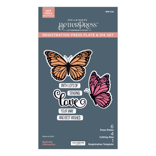 Spellbinders Press Plate & Die Set By Lisa Horton-Butterfly Silhouettes Registration 5A0031T2-1H3G0 - 810176103647