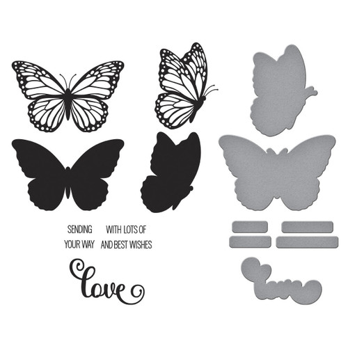 Spellbinders Press Plate & Die Set By Lisa Horton-Butterfly Silhouettes Registration 5A0031T2-1H3G0
