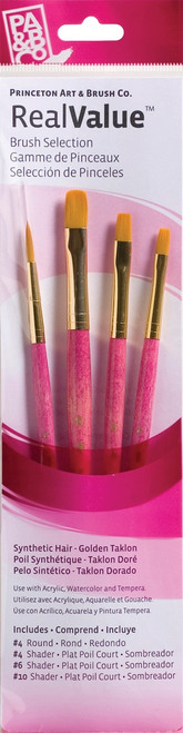 Princeton Real Value Golden Taklon Short Handle Brush Set-4/Pkg - 5A002ZR6-1H168 - 757063918857