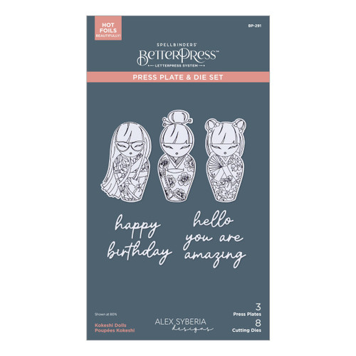 Spellbinders BetterPress Plate & Die By Alex Syberia Designs-Kokeshi Dolls, Spring In Kyoto - 5A0031T4-1H3GG - 810176103951