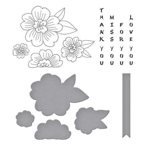 Spellbinders BetterPress Plate & Die By Alex Syberia Designs-Blossoms & Sentiments, Spring In Kyoto - 5A0031TK-1H3GT