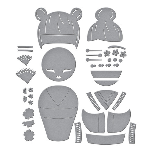 Spellbinders Etched Dies By Alex Syberia Designs-Kokeshi Dolls, Spring In Kyoto - 5A0031V6-1H3GF