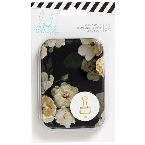 Heidi Swapp Magnolia Jane Gold Binder Clips 12/Pkg-In A Reusable Tin - HS313620 - 718813136204