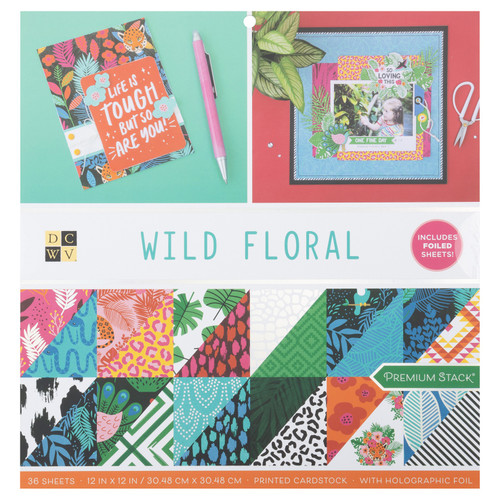 DCWV Premium Paper 12"X12" 36/Pkg-Wild Floral - 5A002PLK-1GR6W - 765468046464