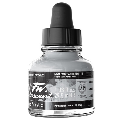 FW Pearlescent Liquid Acrylic Paint 1oz-Silver Pearl - 5A002YSS-1GZYL
