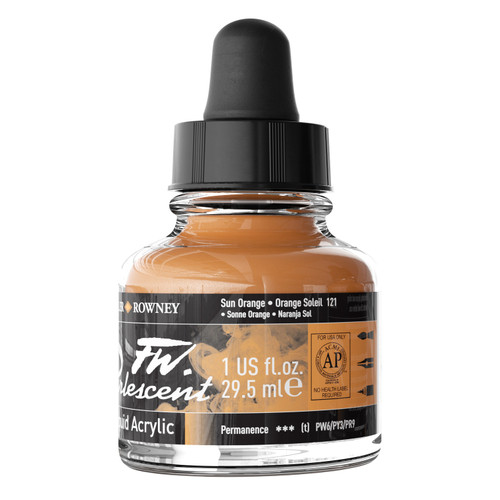 FW Pearlescent Liquid Acrylic Paint 1oz-Sun Orange - 5A002YSS-1GZYM