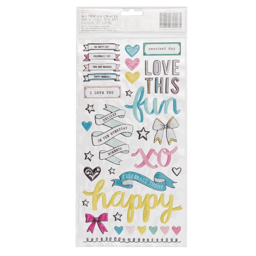 Maggie Holmes Carousel Thickers Stickers 5.625"X12.55"-Cirque Words & Phrases/Puffy Multi - 379117