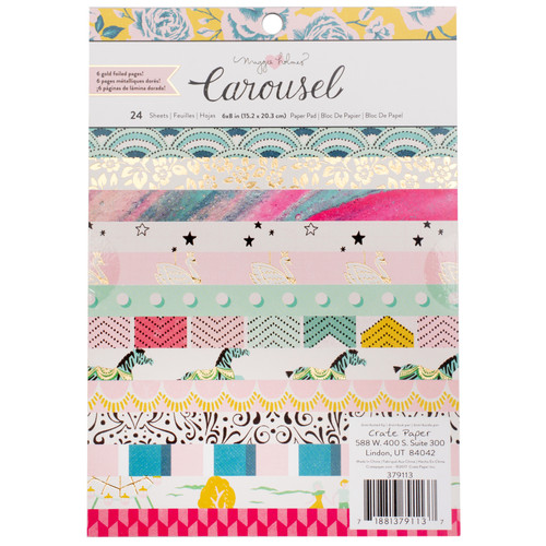 Crate Paper Single-Sided Card Making Pad 6"X8" 24/Pkg-Carousel W/Gold Foil - 379113 - 718813791137