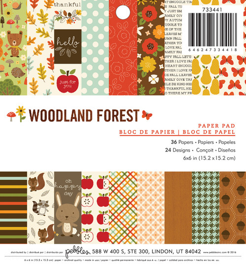 Pebbles Single-Sided Paper Pad 6"X6" 36/Pkg-Woodland Forest - 733441 - 646247334418