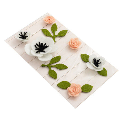 American Crafts Pocket Frames Felt Flowers 12/Pkg-Style #2 348135