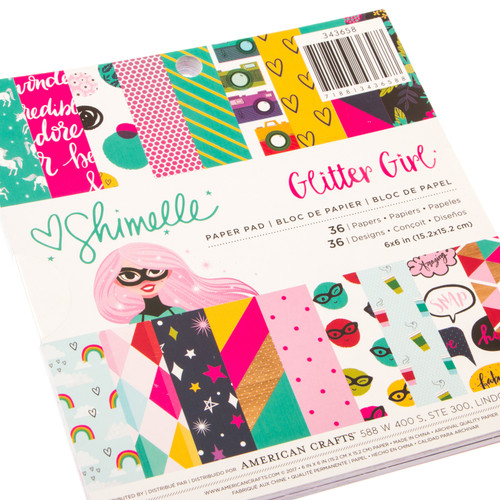 Shimelle Glitter Girl Paper Pad 6"X6" 36/Pkg-18 Designs/2 Each - 343658