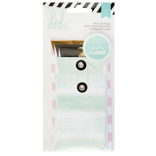 Heidi Swapp Hello Beautiful String Closure Envelopes 4/Pkg-Some W/Foil, 2.5"X4.5" To 2.75"X4.75" - 369969 - 718813699693