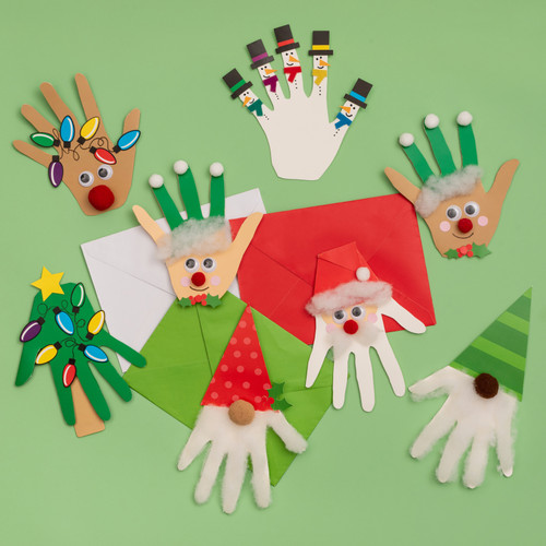 Colorbok Kids Christmas PDQ 4/pkg-Holiday Hand Print Card Kit - 5A002NBB-1GPQ1