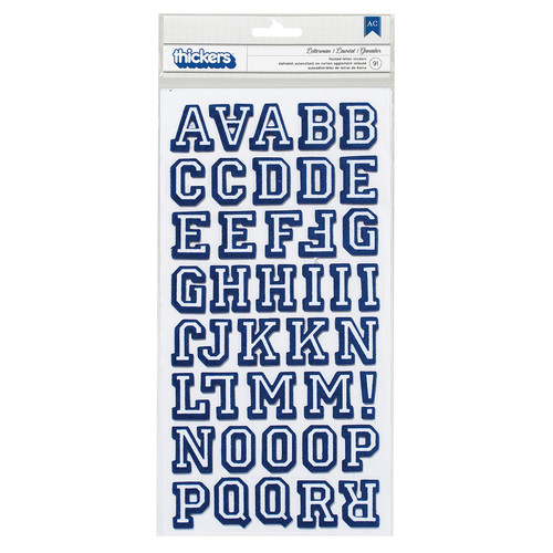 American Crafts Chipboard Alphabet Stickers 91/Pkg-Letterman - Sapphire Glitter - 43072 - 718813430722