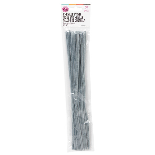 CousinDIY Chenille Stems 6mmx12" 25/Pkg-Gray - 5A002LSZ-1GNH4 - 191648179903