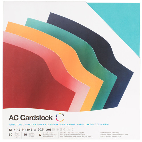 American Crafts Smooth Variety Cardstock Pack 12"X12" 60/Pkg-Jewel Tones - 5A002N8Y-1GPSL - 718813448512
