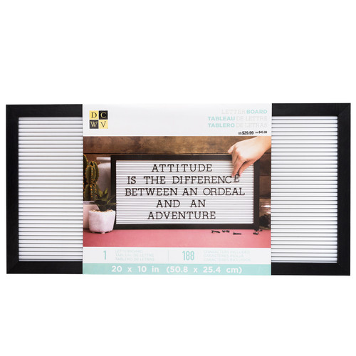 DCWV Framed Letterboard 20"X10"-Black W/White Insert - LB006011 - 611356314699