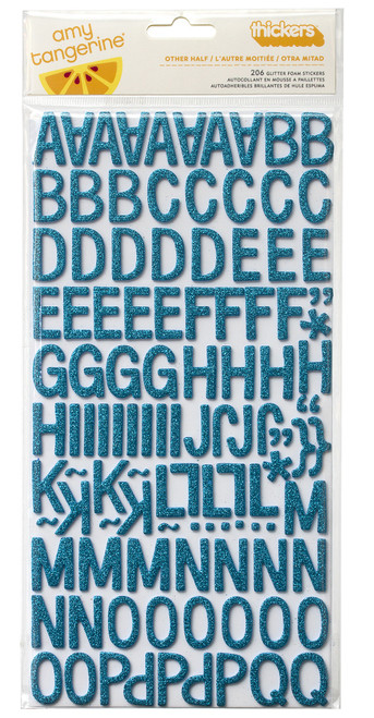 Amy Tan Plus One Thickers Alpha Stickers 5.5"X11" 168/Pkg-Other Half/Aqua Glitter Foam - PLUTH-66836 - 718813668361
