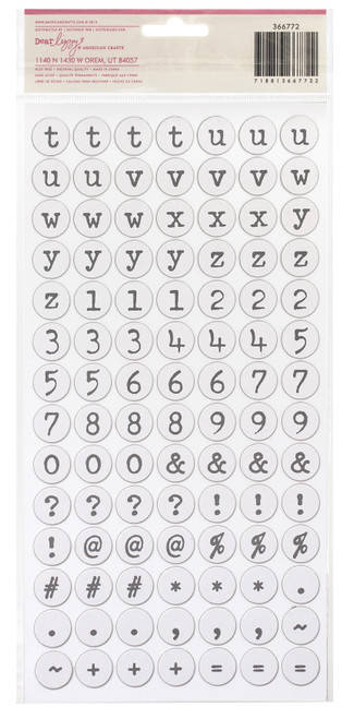 Dear Lizzy Daydreamer Thickers Alpha Stickers 5.5x11 2/Sheet-YoYo/White With Charcoal Chipboard - DAYTH-66772