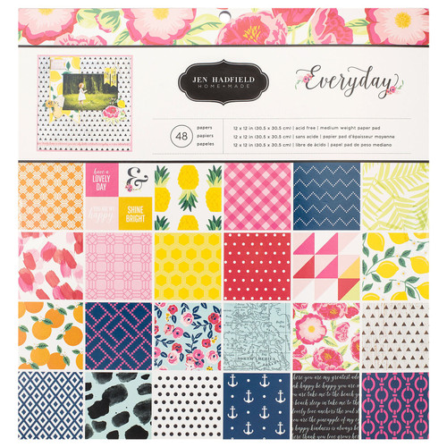 Pebbles Single-Sided Paper Pad 12"X12" 48/Pkg-Jen Hadfield Everyday, 48 Designs/1 Each - 733081 - 646247330816