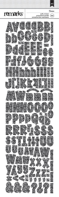 American Crafts Remarks Alpha Puffy Stickers 204/Pkg-Carissa - Black - 368031 - 718813680318