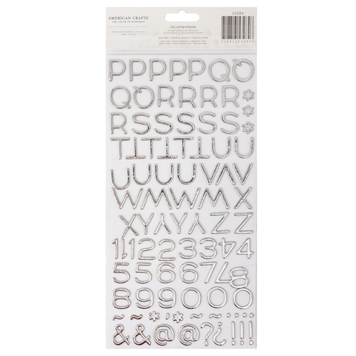 American Crafts Foil Alphabet Stickers-Hardcover-Silver, 198/Pkg - 53284