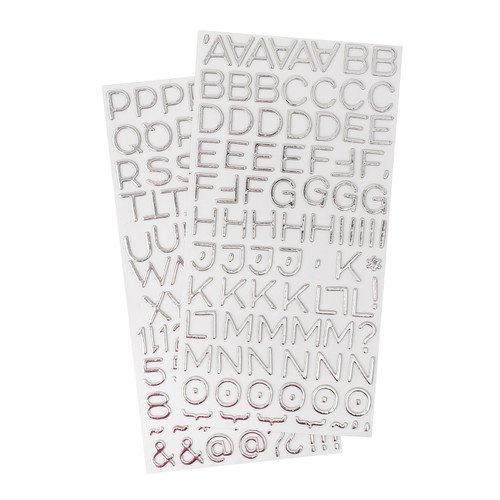 American Crafts Foil Alphabet Stickers-Hardcover-Silver, 198/Pkg - 53284