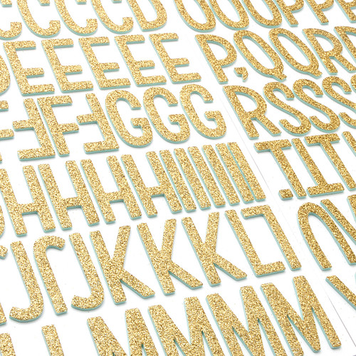 Sunshine & Good Times Thickers Stickers 5.5"X11" 117/Pkg-Shine On Alpha/Gold Glittered Foam - 345714 Sunshine & Good Times Thickers Stickers 5.5"X11" 117/Pkg-Shine On Alpha/Gold Glittered Foam - 345714