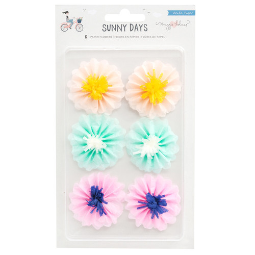 Maggie Holmes Sunny Days Adhesive Paper Flowers 6/Pkg- - 350812 - 718813508124