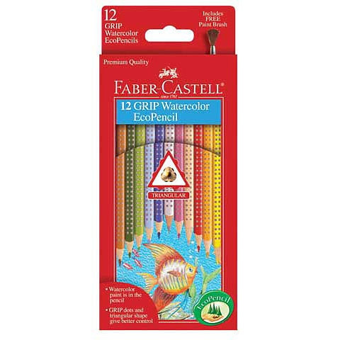 Faber-Castell Grip Watercolor Ecopencils-12/Pkg - 9121212 - 092633702710