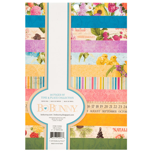 BoBunny Single-Sided Paper Pad 6"X8" 36/Pkg-Time & Place, 12 Designs/3 Each - 7310966 - 665573109668
