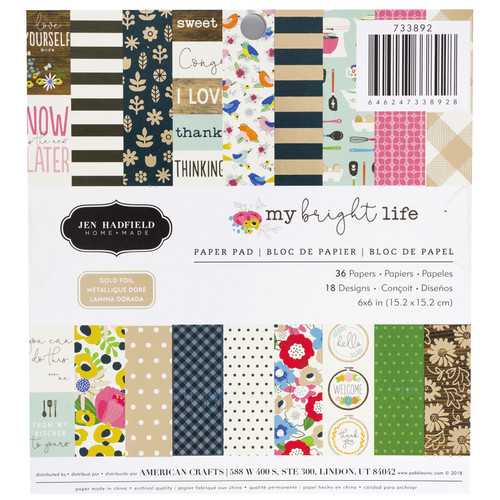 3 Pack - Pebbles Single-Sided Paper Pad 6"X6" 36/Pkg-My Bright Life, 18 Designs/2 Each - 733892 - 646247338928