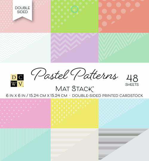 2 Pack - DCWV Double-Sided Cardstock Stack 6"X6" 48/Pkg-Pastel Patterns, 12 Designs/4 Each - PS006107 - 611356111526