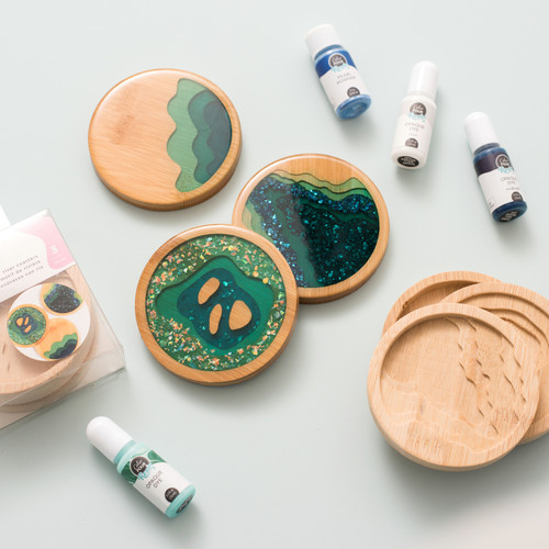 American Crafts Color Pour Resin Coasters 3/Pkg-Layered River - 34003378 American Crafts Color Pour Resin Coasters 3/Pkg-Layered River - 34003378